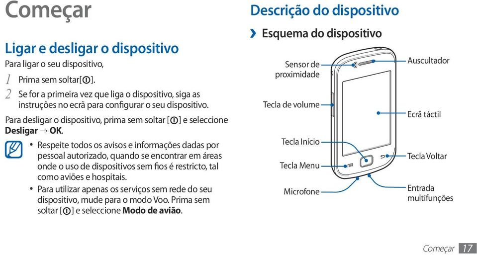 Respeite todos os avisos e informações dadas por pessoal autorizado, quando se encontrar em áreas onde o uso de dispositivos sem fios é restricto, tal como aviões e hospitais.