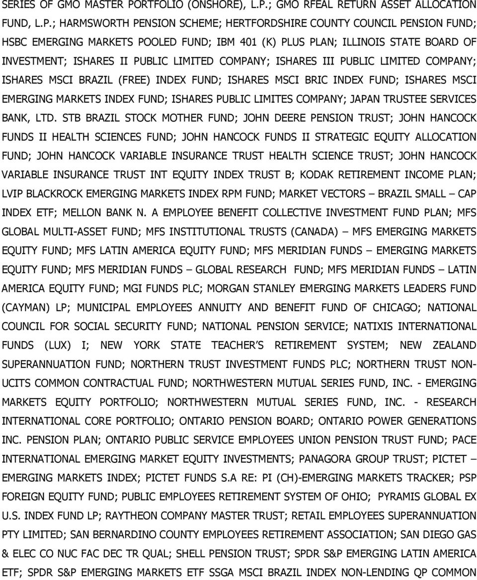 ; GMO RFEAL RETURN ASSET ALLOCATION FUND, L.P.