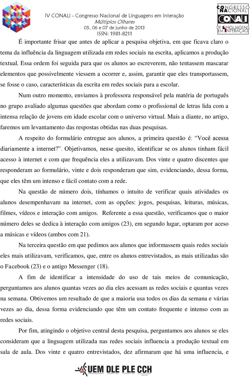 características da escrita em redes sociais para a escolar.