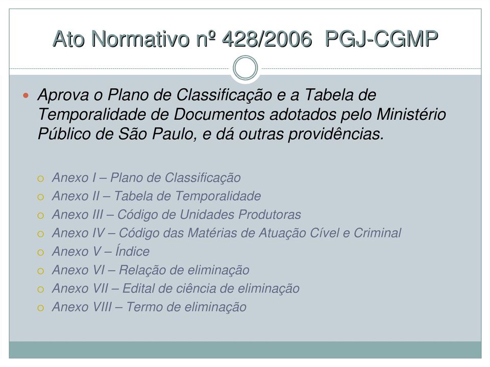 Anexo I Plano de Classificação Anexo II Tabela de Temporalidade Anexo III Código de Unidades Produtoras Anexo IV