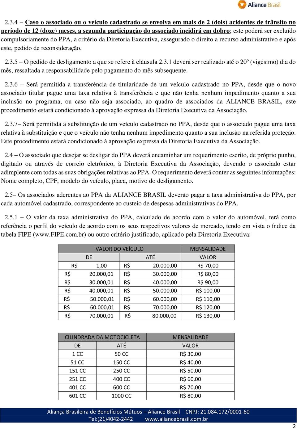 5 O pedido de desligamento a que se refere à cláusula 2.3.