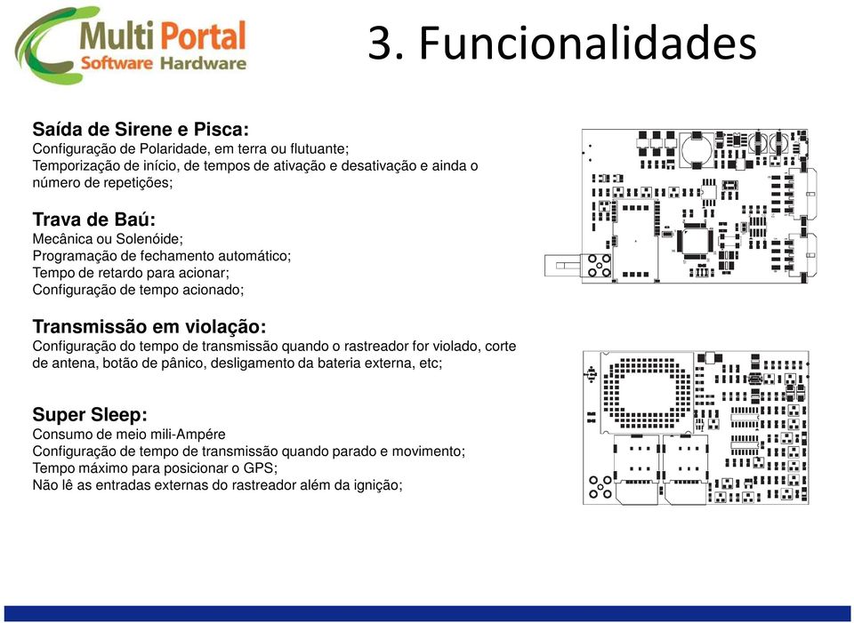 Configuração do tempo de transmissão quando o rastreador for violado, corte de antena, botão de pânico, desligamento da bateria externa, etc; Super Sleep: Consumo de