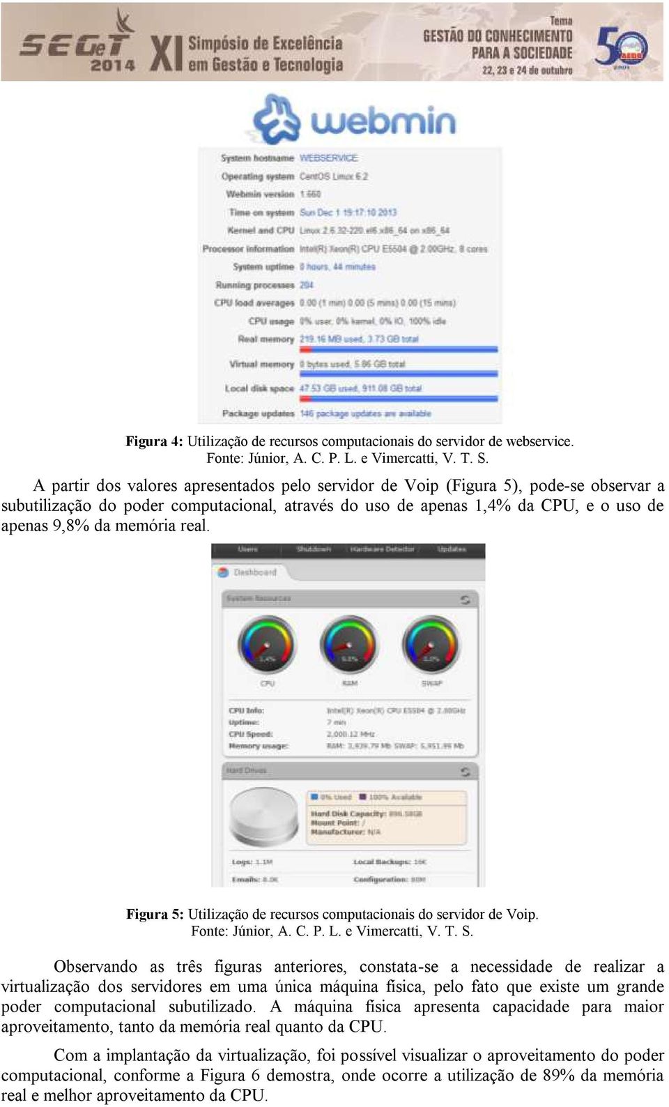 real. Figura 5: Utilização de recursos computacionais do servidor de Voip. Fonte: Júnior, A. C. P. L. e Vimercatti, V. T. S.