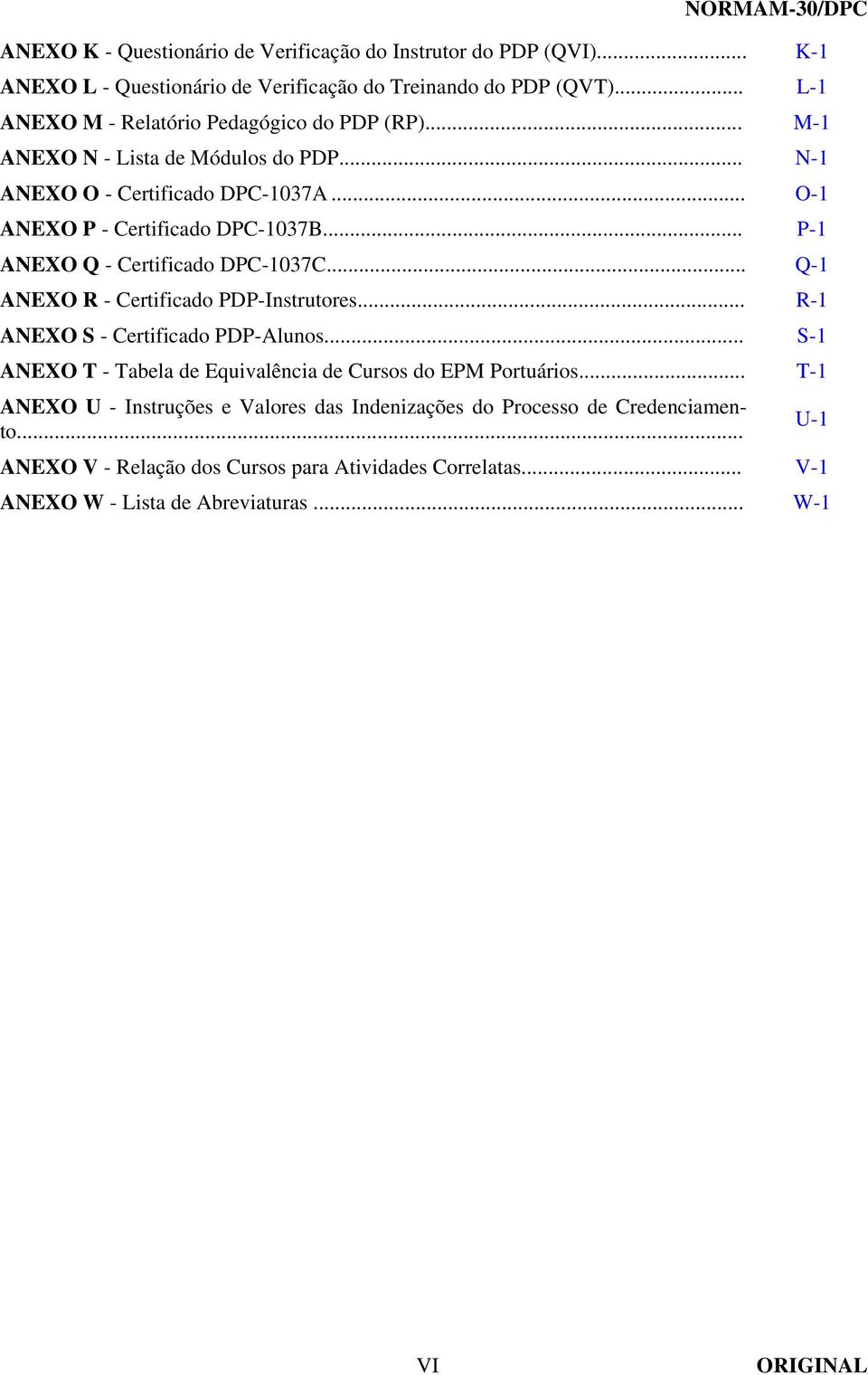 .. P-1 ANEXO Q - Certificado DPC-1037C... Q-1 ANEXO R - Certificado PDP-Instrutores... R-1 ANEXO S - Certificado PDP-Alunos.