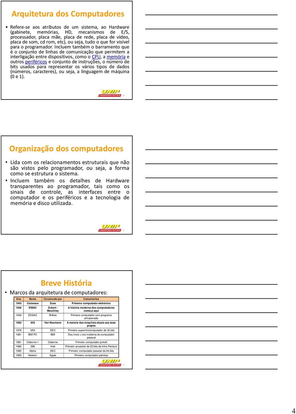 Incluem também o barramento que é o conjunto de linhas de comunicação que permitem a interligação entre dispositivos, como o CPU, a memória e outros periféricos e conjunto de instruções, o número de