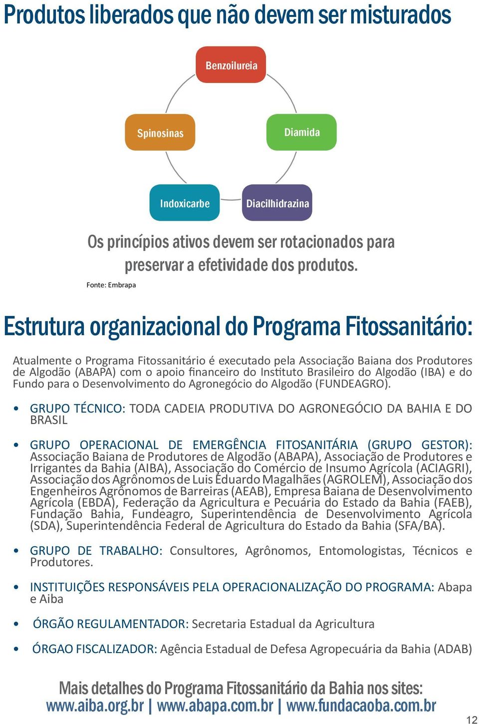 Instituto Brasileiro do Algodão (IBA) e do Fundo para o Desenvolvimento do Agronegócio do Algodão (FUNDEAGRO).