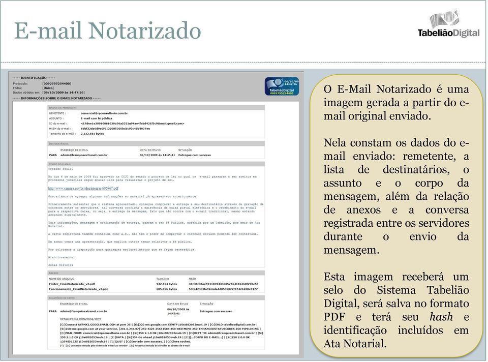 além da relação de anexos e a conversa registrada entre os servidores durante o envio da mensagem.