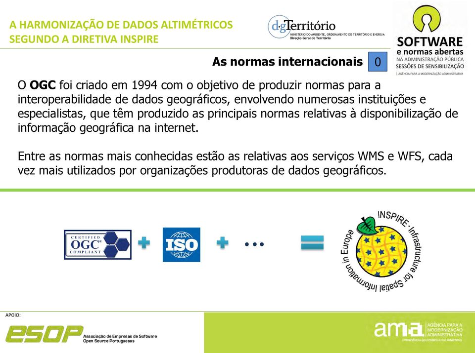 as principais normas relativas à disponibilização de informação geográfica na internet.