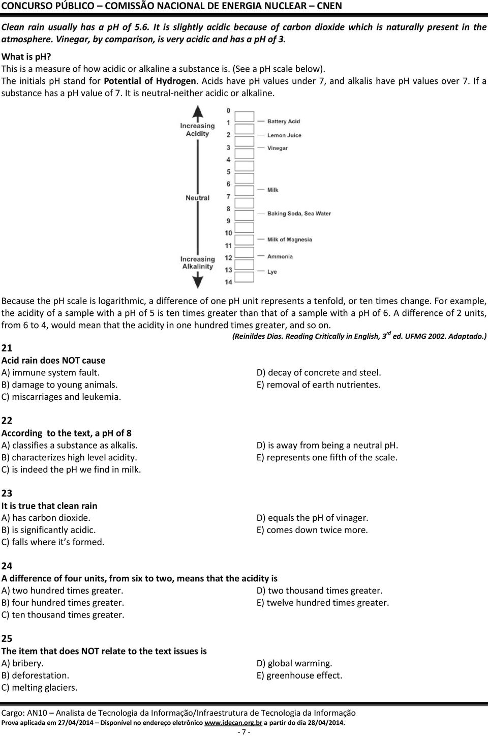 If a substance has a ph value of 7. It is neutral-neither acidic or alkaline. Because the ph scale is logarithmic, a difference of one ph unit represents a tenfold, or ten times change.