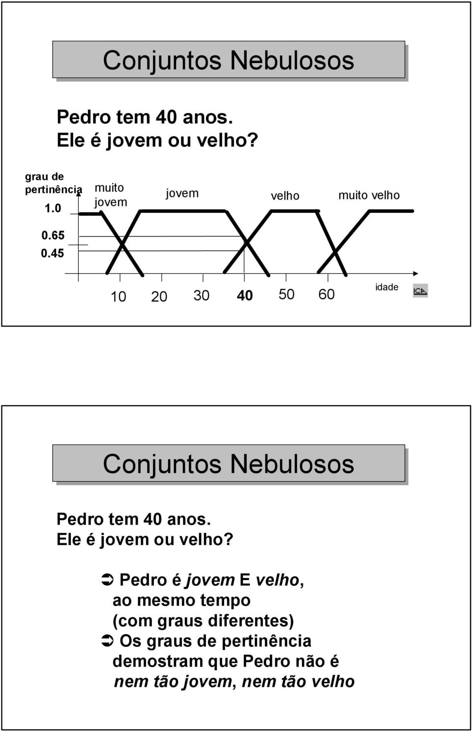 Pedro tem 40 anos. Ele é jovem ou velho?