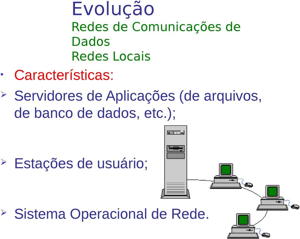 Aplicações (de arquivos, de banco de dados,