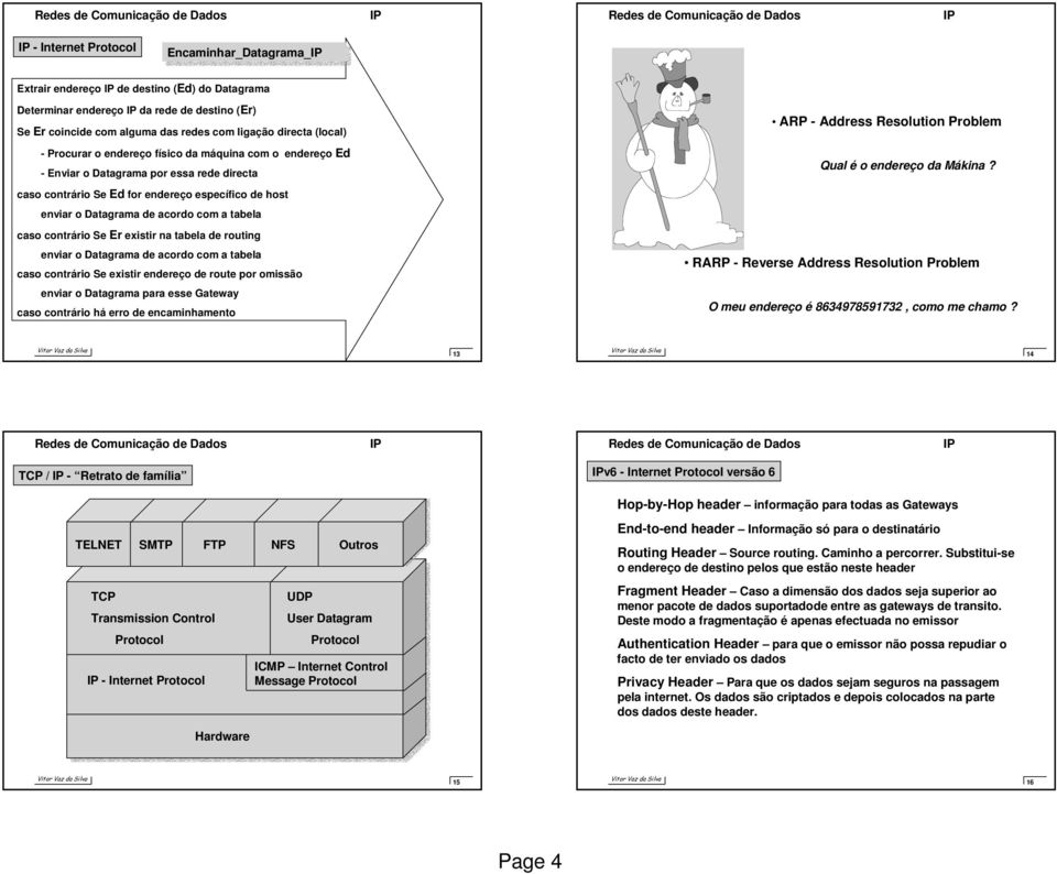 contrário Se Er existir na tabela de routing enviar o atagrama de acordo com a tabela caso contrário Se existir endereço de route por omissão enviar o atagrama para esse Gateway caso contrário há