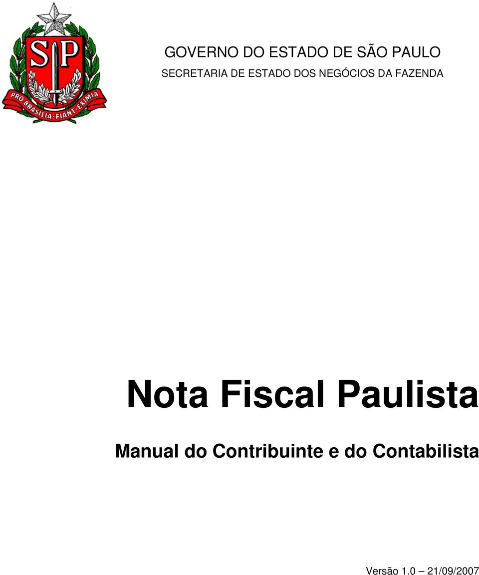 FAZENDA Nota Fiscal Paulista Manual do