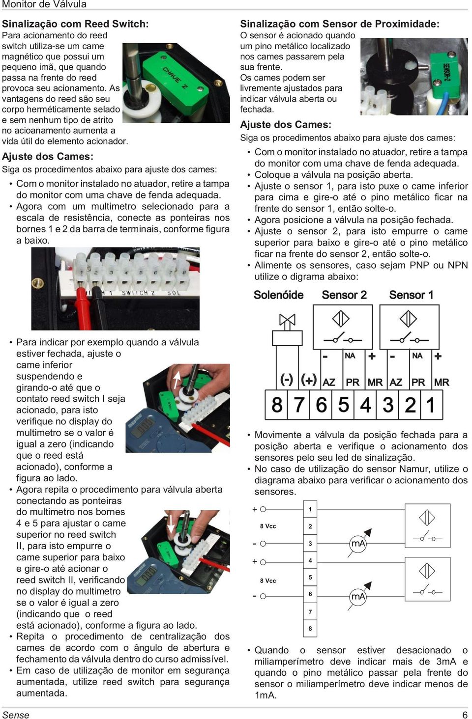 Ajuste dos Cames: Siga os procedimentos abaixo para ajuste dos cames: Com o monitor instalado no atuador, retire a tampa do monitor com uma chave de fenda adequada.