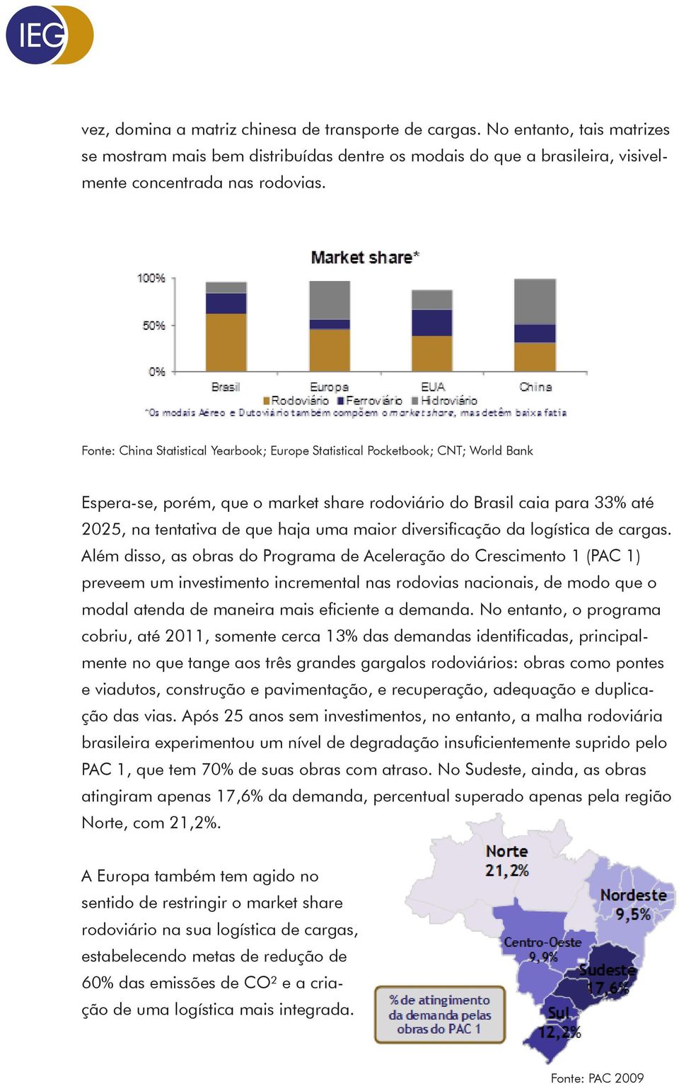 diversificação da logística de cargas.