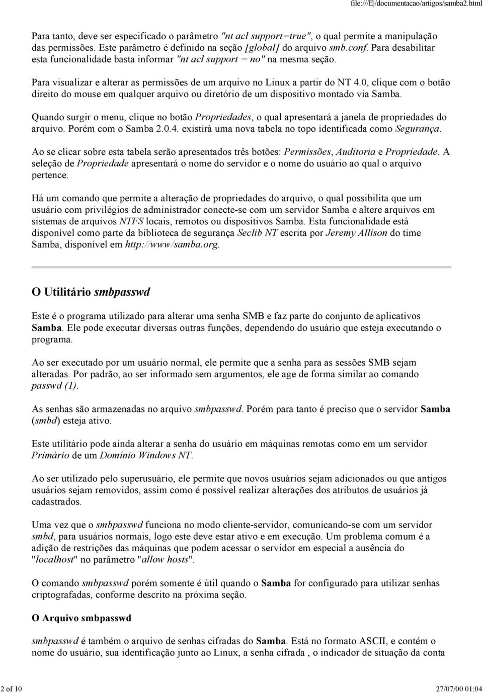 0, clique com o botão direito do mouse em qualquer arquivo ou diretório de um dispositivo montado via Samba.