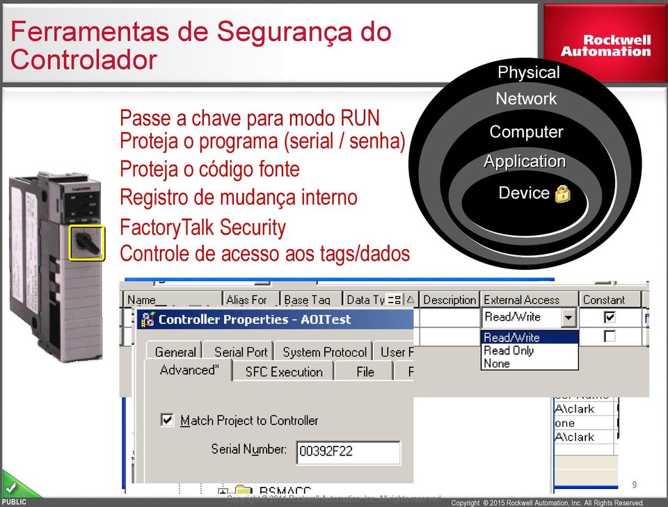 FactoryTalk Security Controle de acesso aos tags/dados Physical Network