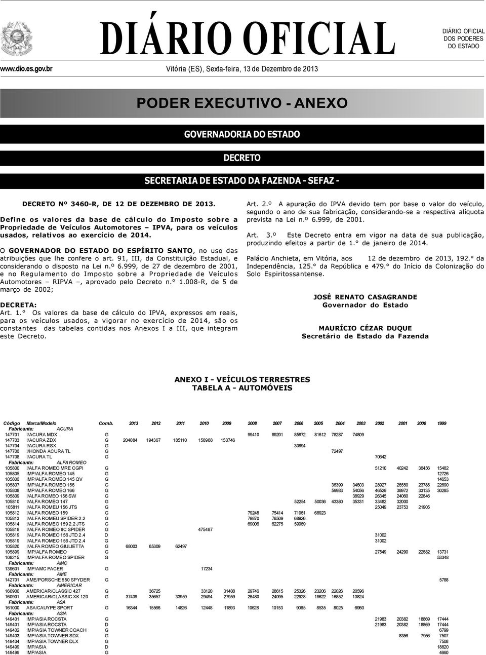 O GOVERNAOR O ESTAO O ESPÍRITO SANTO, no uso das atribuições que lhe confere o art. 91, III, da Constituição Estadual, e considerando o disposto na Lei n.º 6.