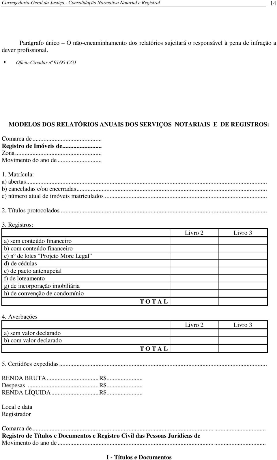 .. b) canceladas e/ou encerradas... c) número atual de imóveis matriculados... 2. Títulos protocolados... 3.