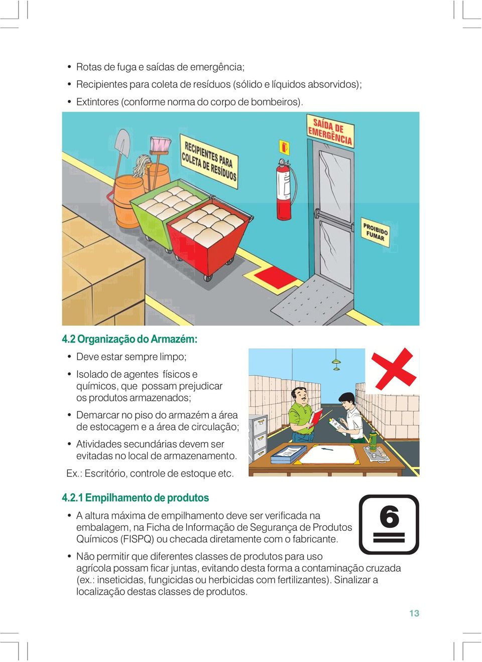 circulação; Atividades secundárias devem ser evitadas no local de armazenamento. Ex.: Escritório, controle de estoque etc. 4.2.