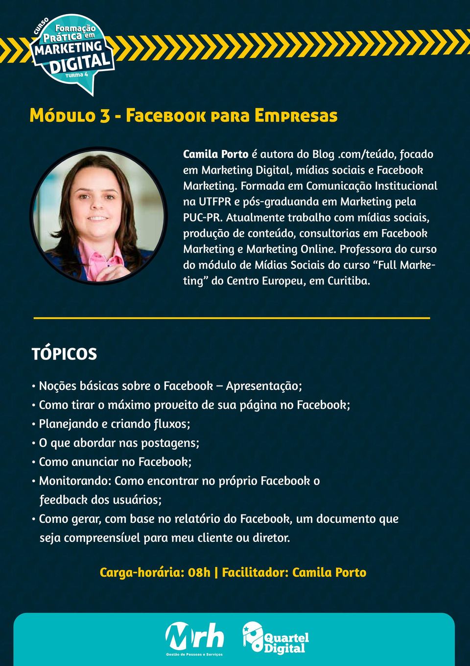 Atualmente trabalho com mídias sociais, produção de conteúdo, consultorias em Facebook Marketing e Marketing Online.