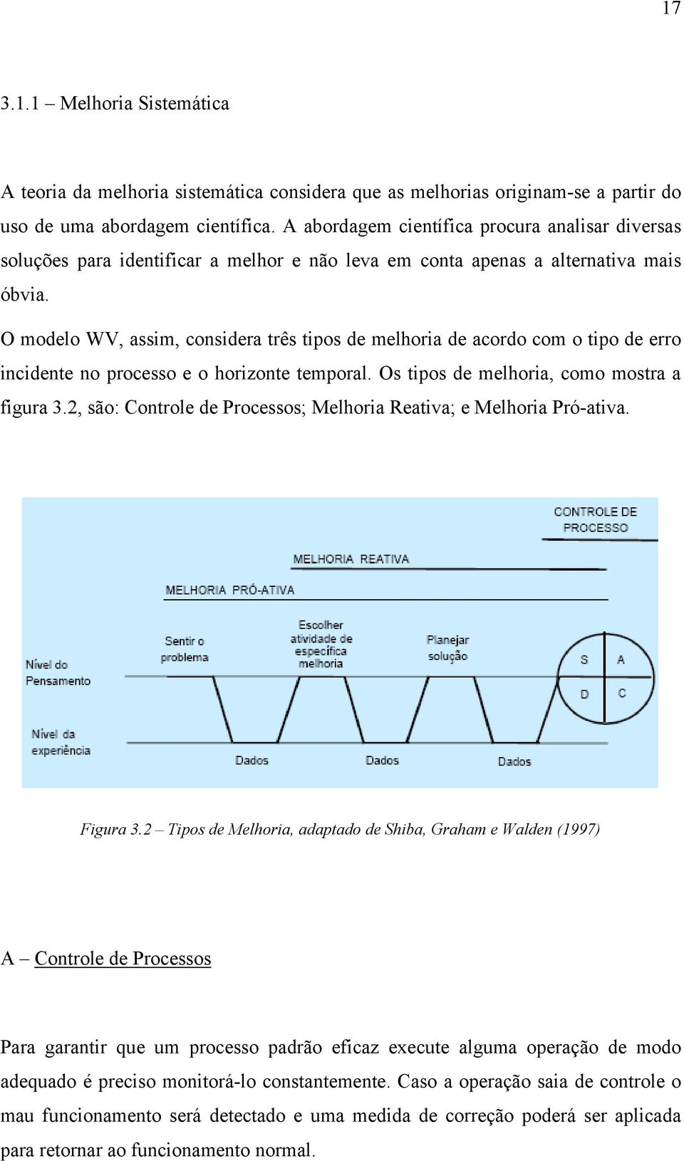 O modelo WV, assim, considera três tipos de melhoria de acordo com o tipo de erro incidente no processo e o horizonte temporal. Os tipos de melhoria, como mostra a figura 3.