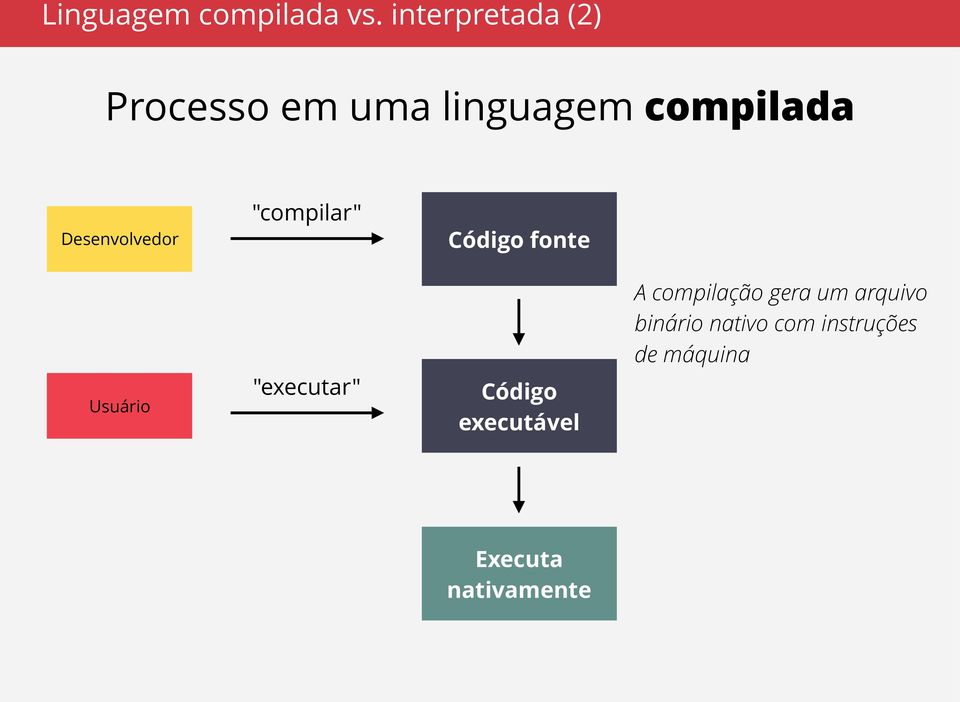 Desenvolvedor Usuário "compilar" "executar" Código fonte