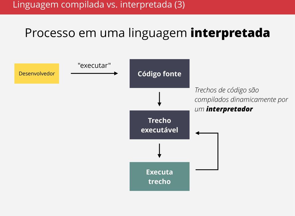 interpretada Desenvolvedor "executar" Código fonte