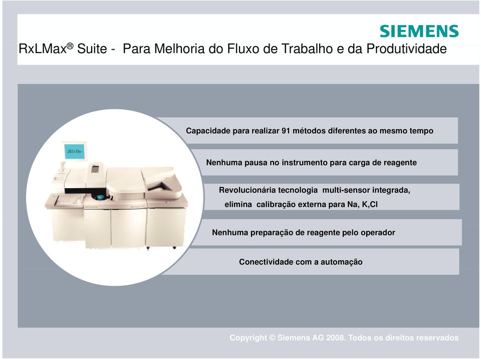 carga de reagente Revolucionária tecnologia multi-sensor integrada, elimina calibração