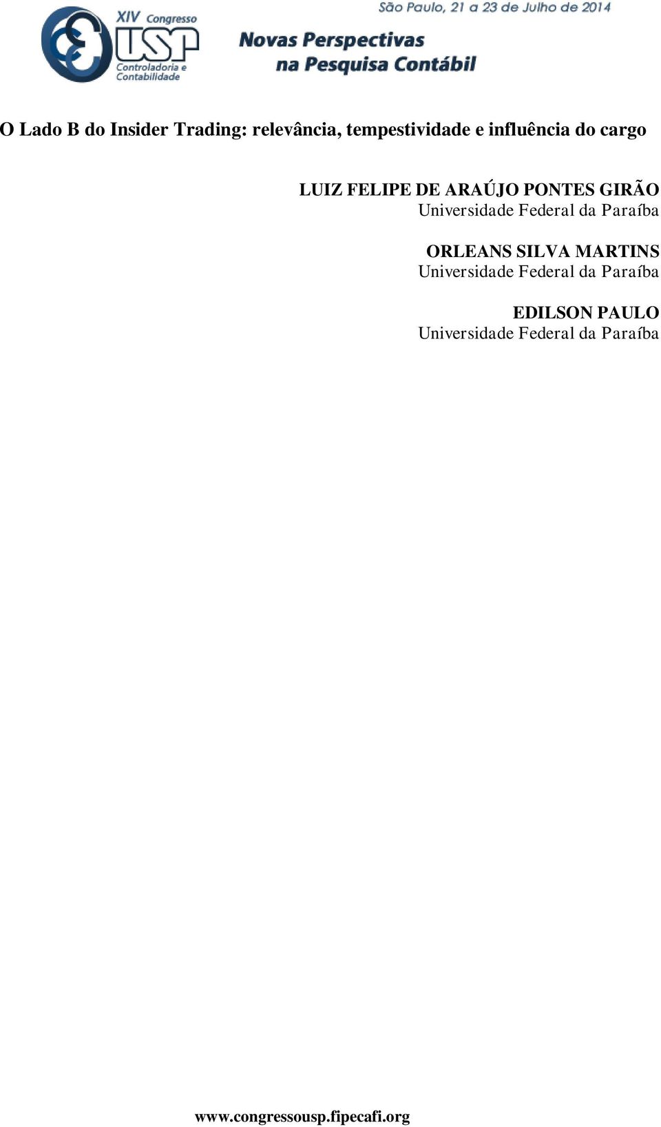 Paraíba ORLEANS SILVA MARTINS Universidade Federal da Paraíba