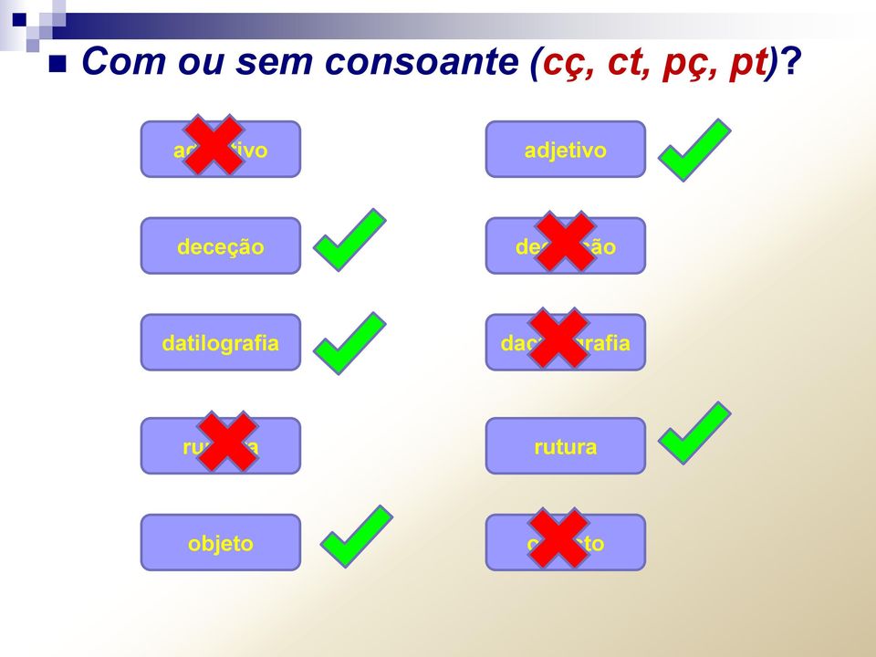 adjectivo adjetivo deceção