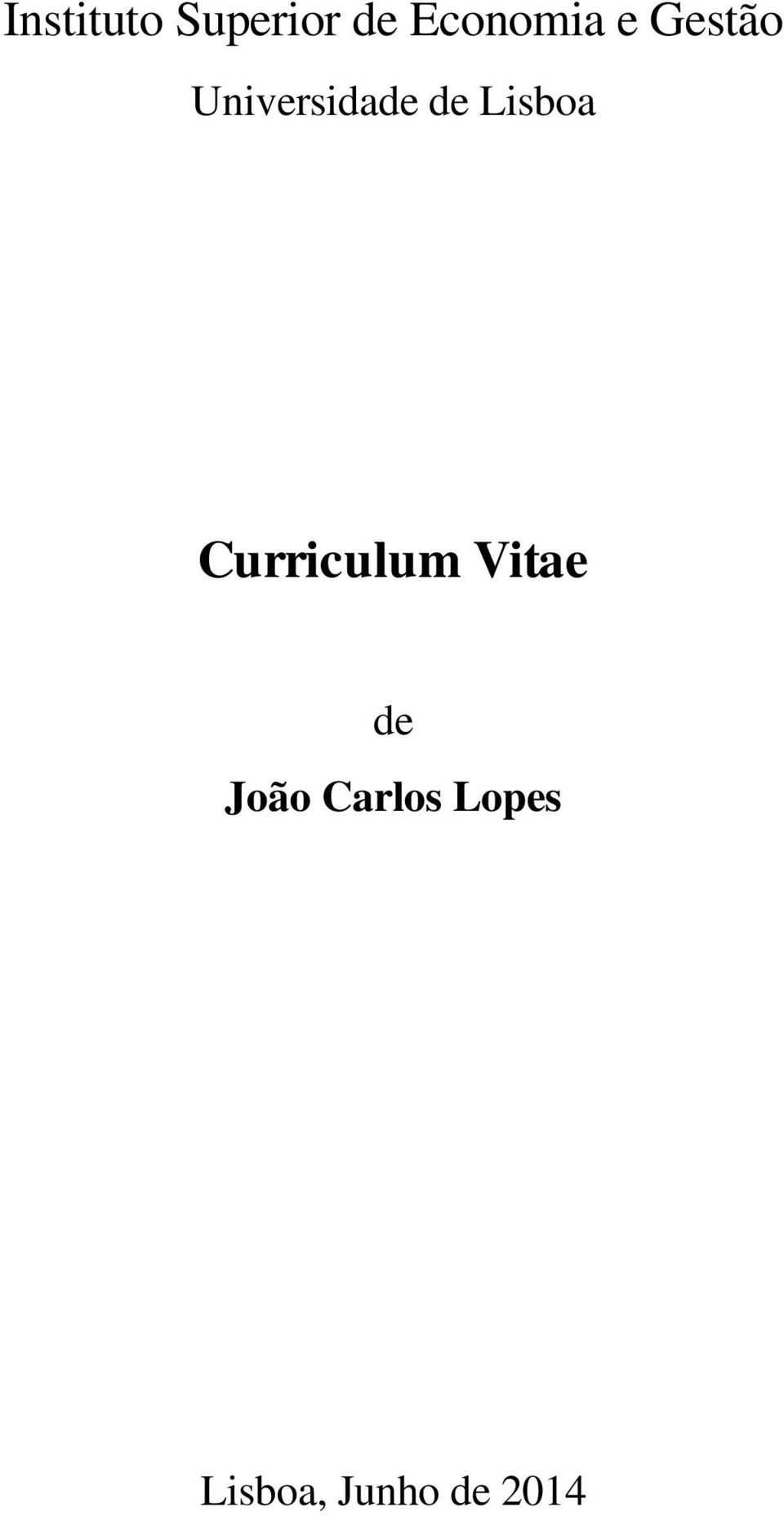 Lisboa Curriculum Vitae de