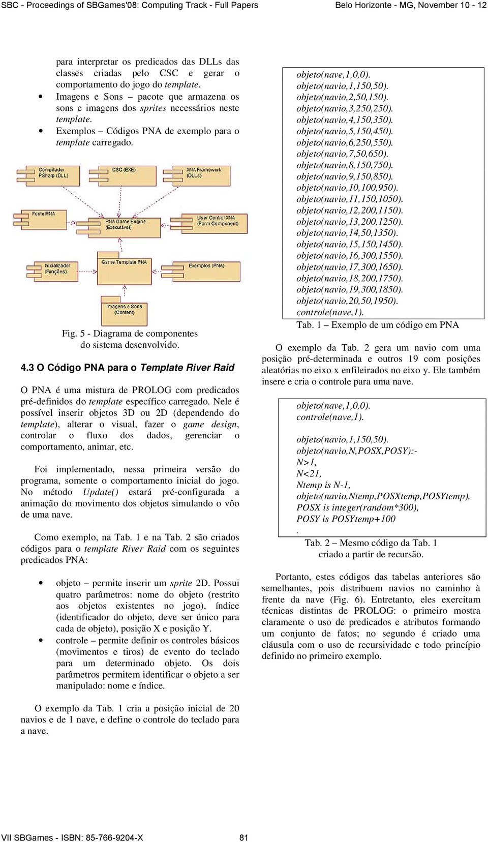 5 - Diagrama de componentes do sistema desenvolvido. 4.3 O Código PNA para o Template River Raid O PNA é uma mistura de PROLOG com predicados pré-definidos do template específico carregado.