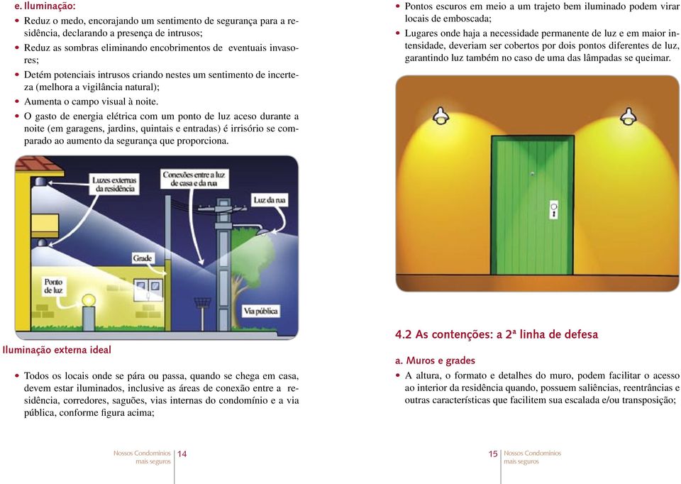 O gasto de energia elétrica com um ponto de luz aceso durante a noite (em garagens, jardins, quintais e entradas) é irrisório se comparado ao aumento da segurança que proporciona.