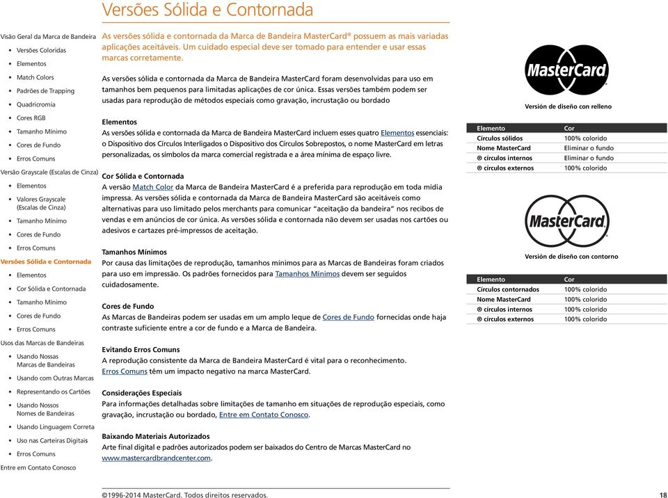 Essas versões também podem ser usadas para reprodução de métodos especiais como gravação, incrustação ou bordado Elementos As versões sólida e contornada da Marca de Bandeira MasterCard incluem esses