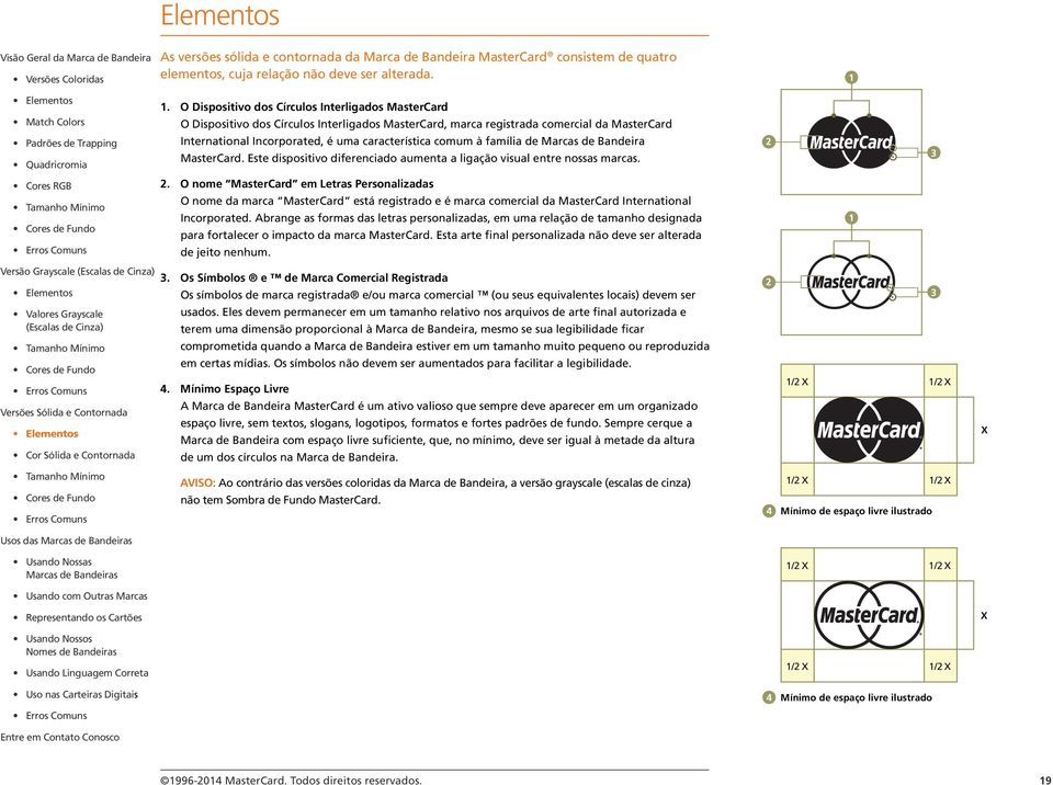 à família de Marcas de Bandeira MasterCard. Este dispositivo diferenciado aumenta a ligação visual entre nossas marcas. 2 3 2.