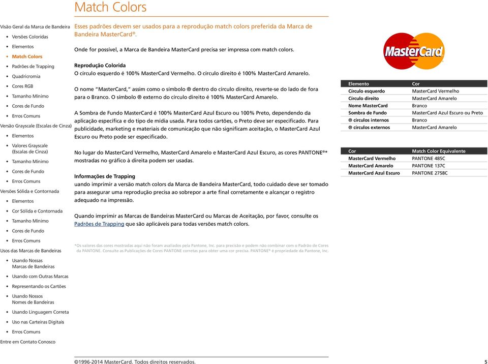 A Sombra de Fundo MasterCard é 100% MasterCard Azul Escuro ou 100% Preto, dependendo da aplicação específica e do tipo de mídia usada. Para todos cartões, o Preto deve ser especificado.