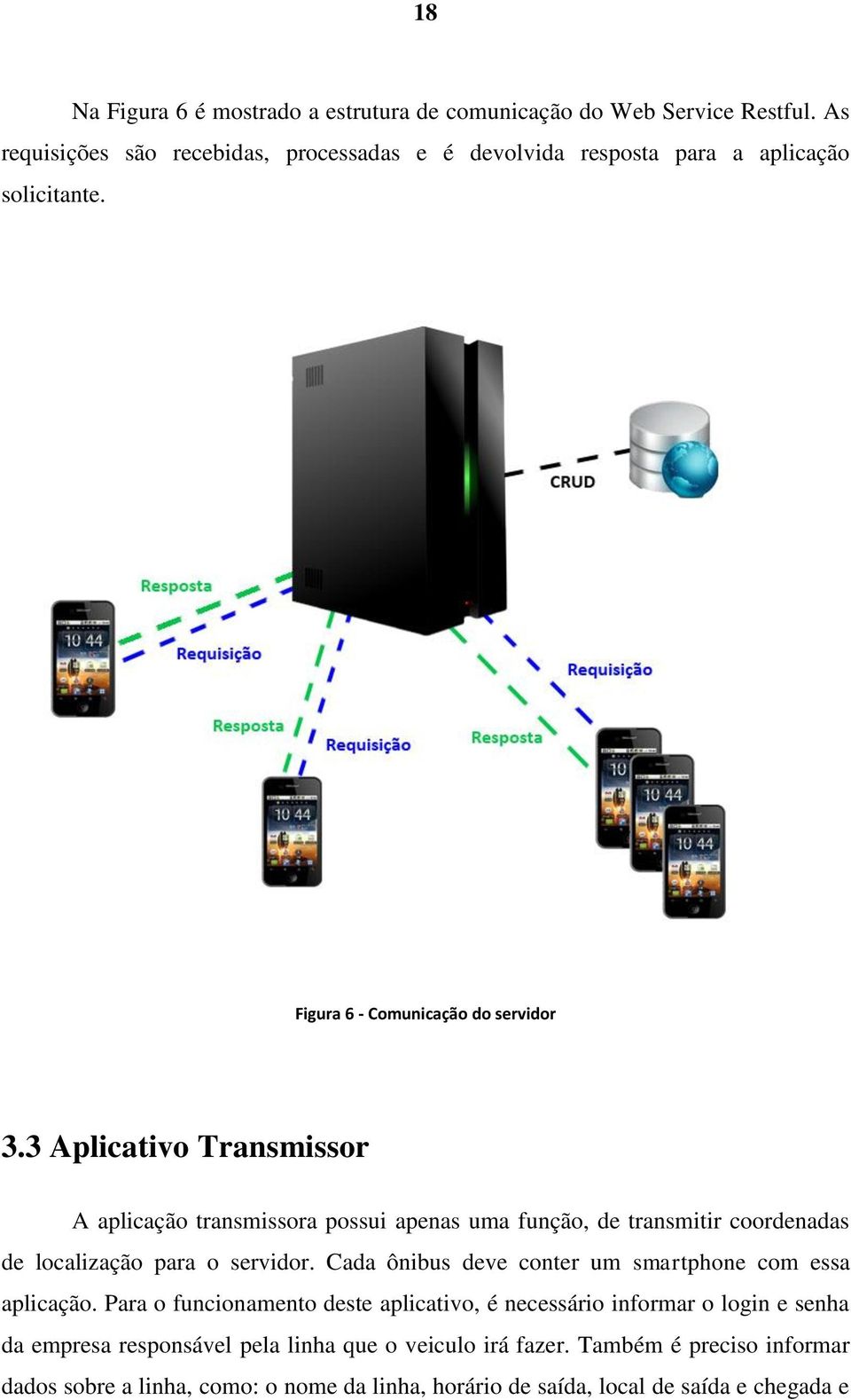 3 Aplicativo Transmissor A aplicação transmissora possui apenas uma função, de transmitir coordenadas de localização para o servidor.