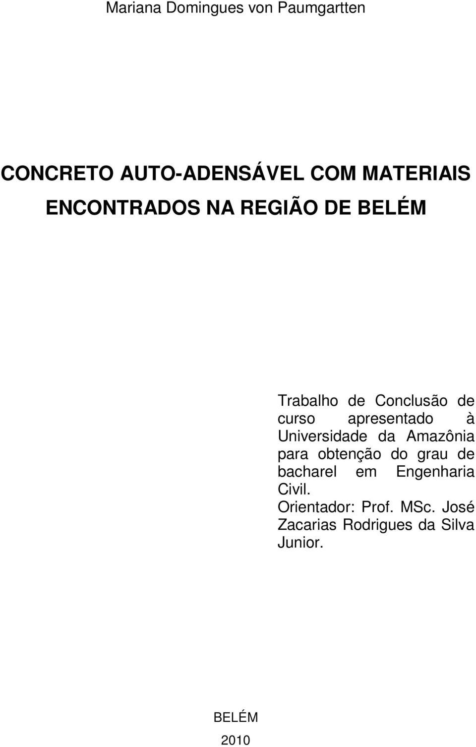 Universidade da Amazônia para obtenção do grau de bacharel em Engenharia