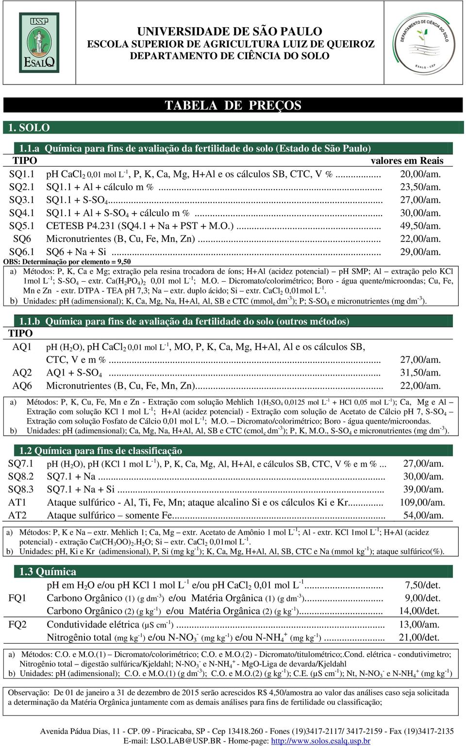 SQ6 Micronutrientes (B, Cu, Fe, Mn, Zn)... 22,00/am. SQ6.1 SQ6 + Na + Si... 29,00/am.