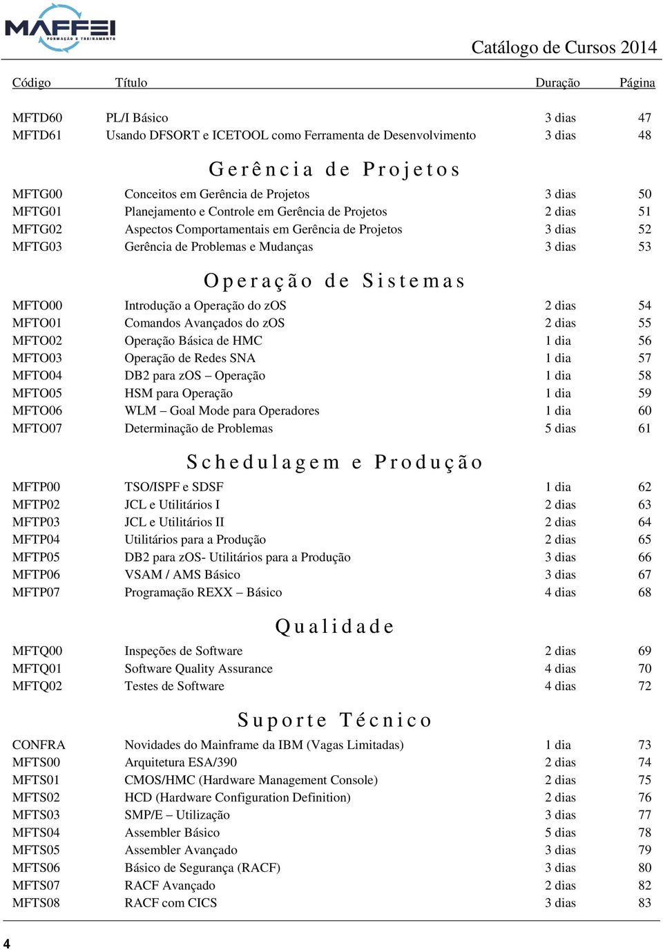 53 O p e r a ç ã o d e S i s t e m a s MFTO00 Introdução a Operação do zos 2 dias 54 MFTO01 Comandos Avançados do zos 2 dias 55 MFTO02 Operação Básica de HMC 1 dia 56 MFTO03 Operação de Redes SNA 1