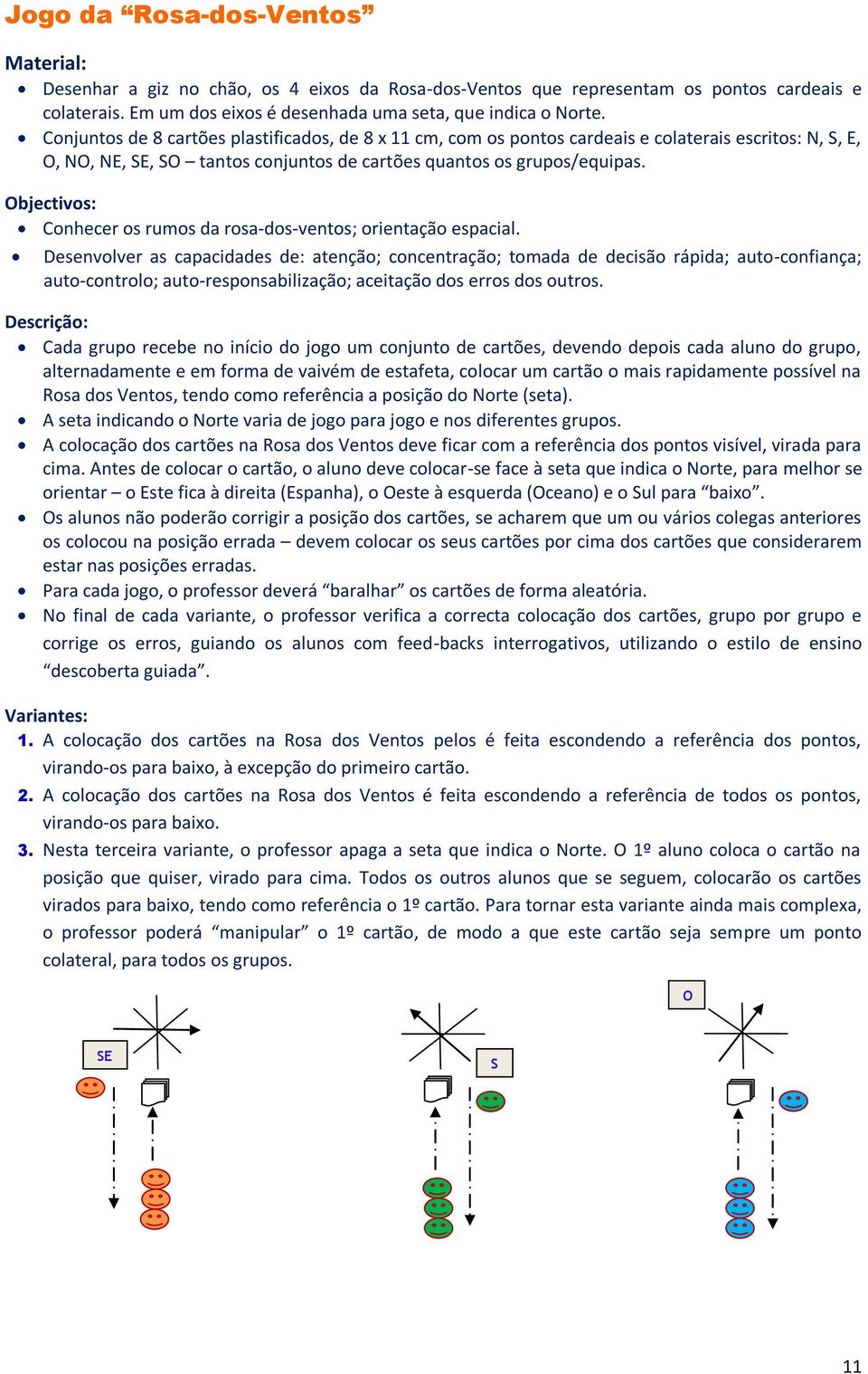 Objectivos: Conhecer os rumos da rosa-dos-ventos; orientação espacial.