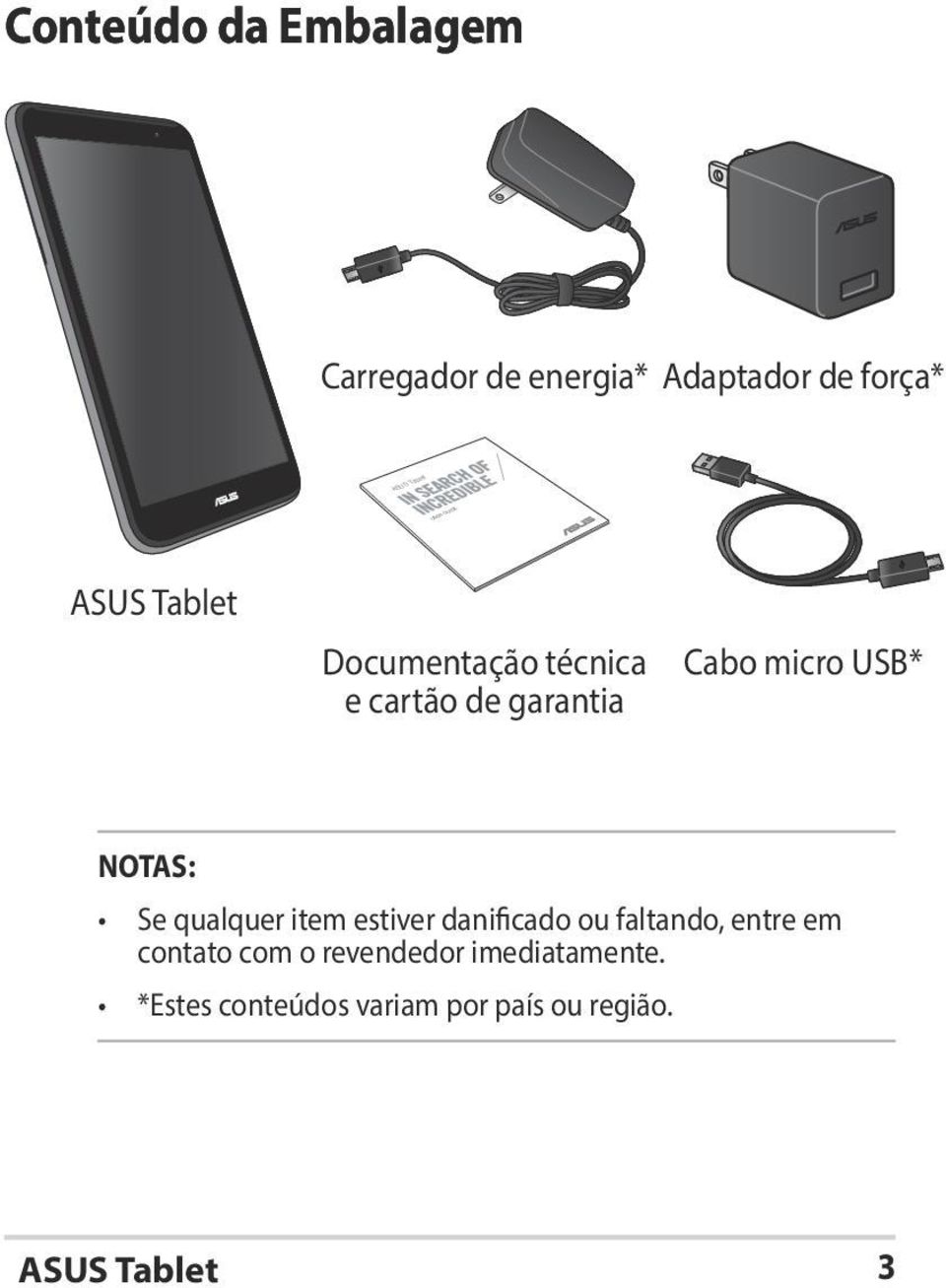 Se qualquer item estiver danificado ou faltando, entre em contato com o