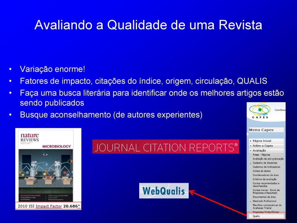 QUALIS Faça uma busca literária para identificar onde os