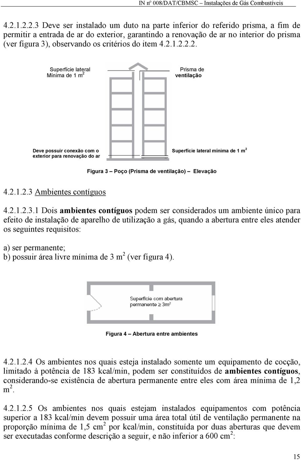 1.2.2.2. Superfície lateral Mínima de 1 m 2 Prisma de ventilação Deve possuir conexão com o Superfície lateral mínima de 1 m 2 exterior para renovação do ar Figura 3 Poço (Prisma de ventilação)