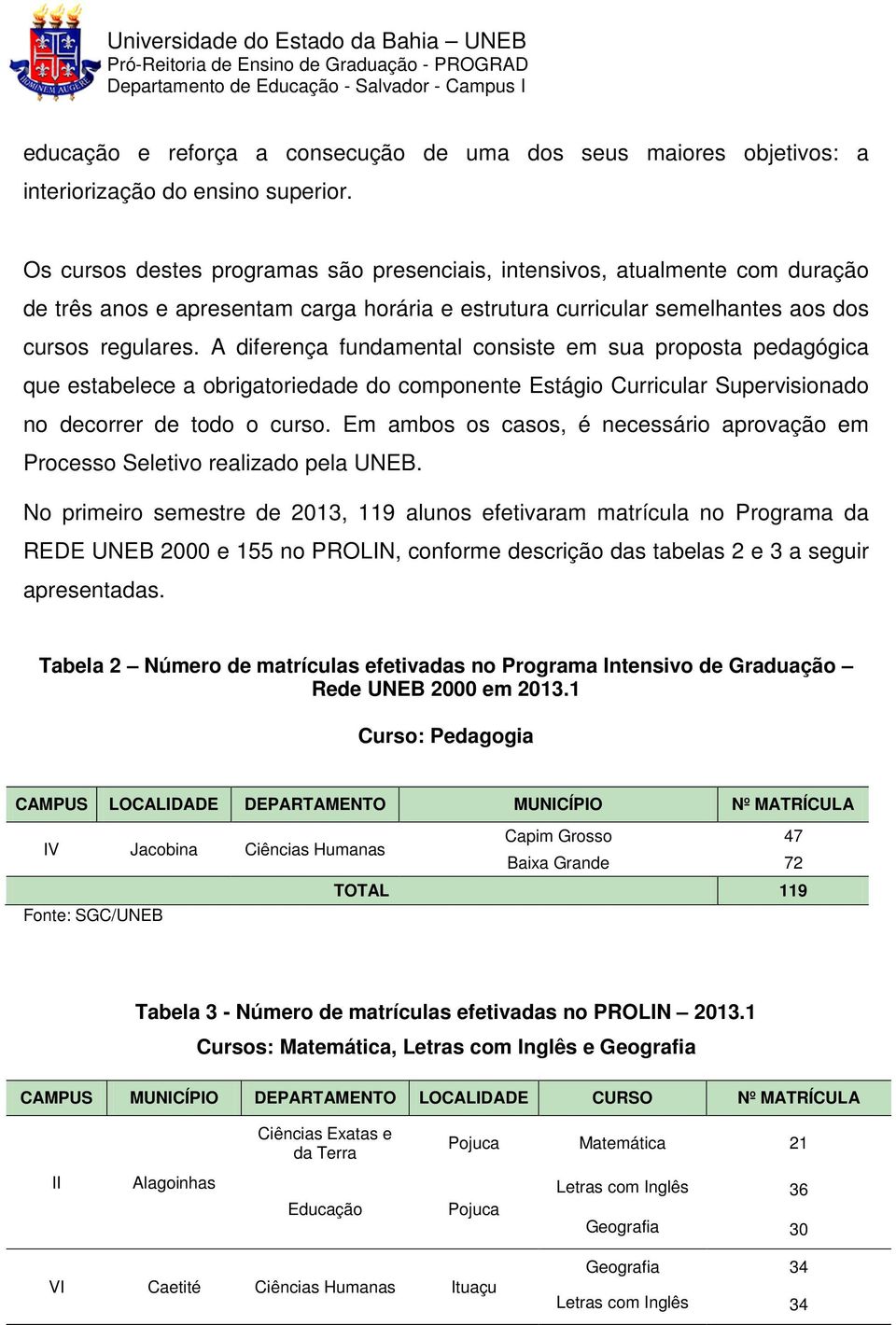 A diferença fundamental consiste em sua proposta pedagógica que estabelece a obrigatoriedade do componente Estágio Curricular Supervisionado no decorrer de todo o curso.