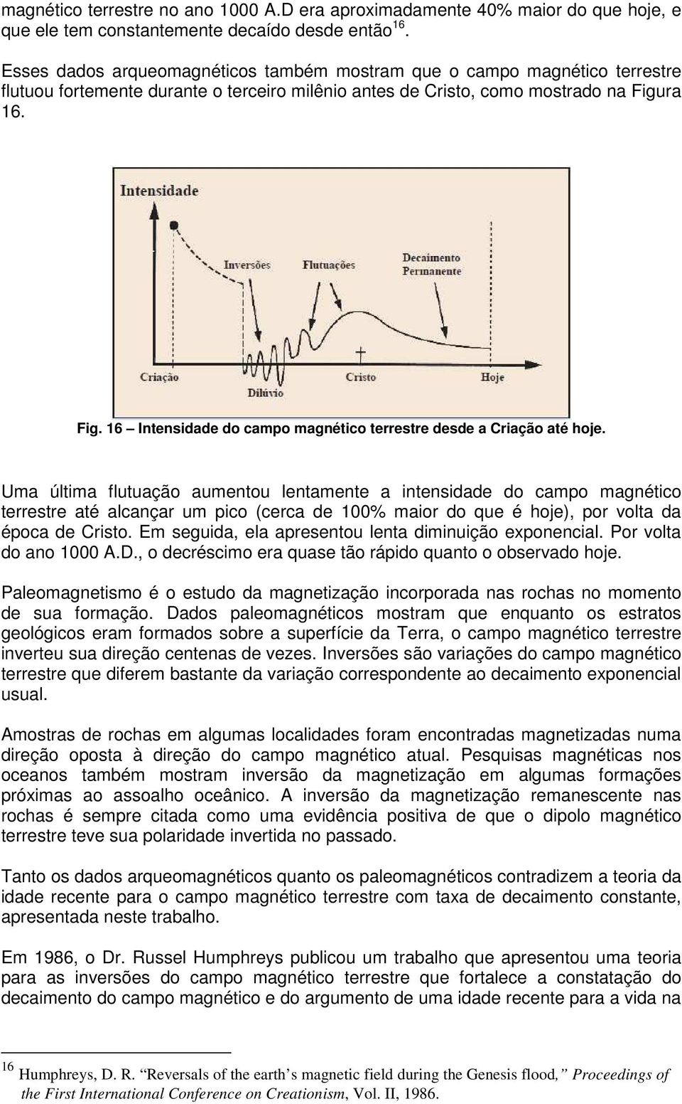 ra 16. Fig. 16 Intensidade do campo magnético terrestre desde a Criação até hoje.