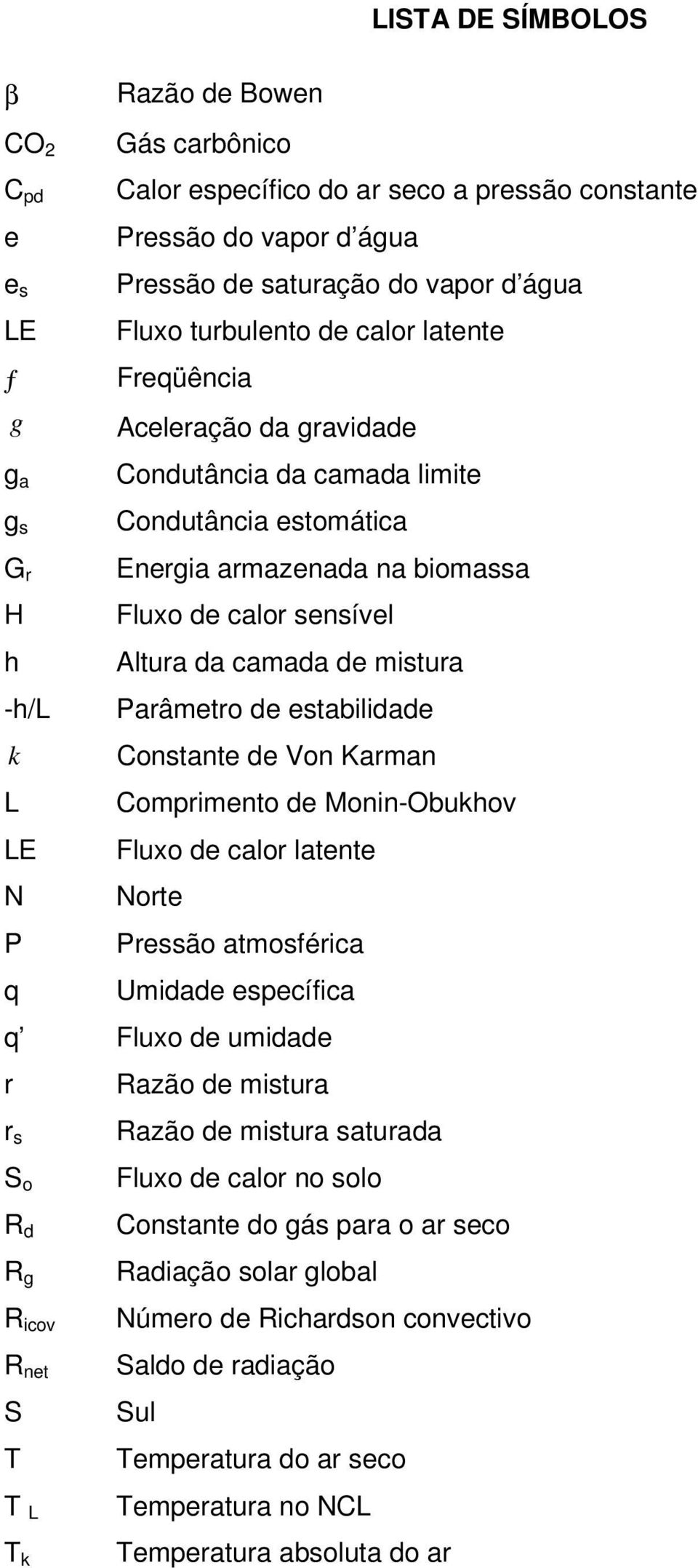 sensível Altura da camada de mistura Parâmetro de estabilidade Constante de Von Karman Comprimento de Monin-Obukhov Fluxo de calor latente Norte Pressão atmosférica Umidade específica q Fluxo de