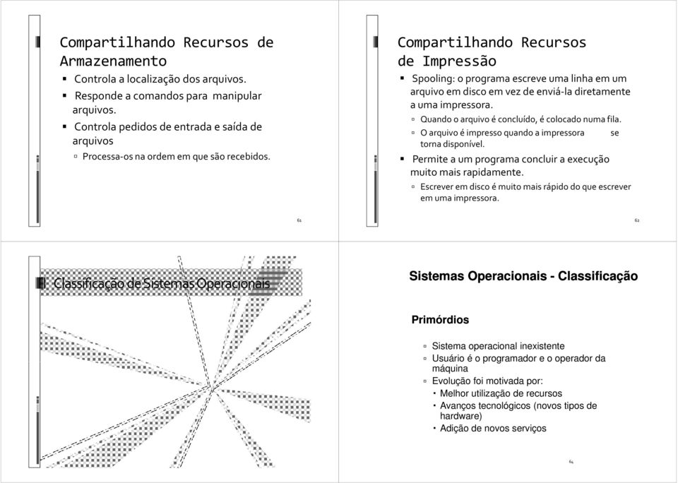 Compartilhando Recursos de Impressão Spooling: o programa escreve uma linha em um arquivo em disco em vez de enviá-la diretamente a uma impressora. Quando o arquivo é concluído, é colocado numa fila.