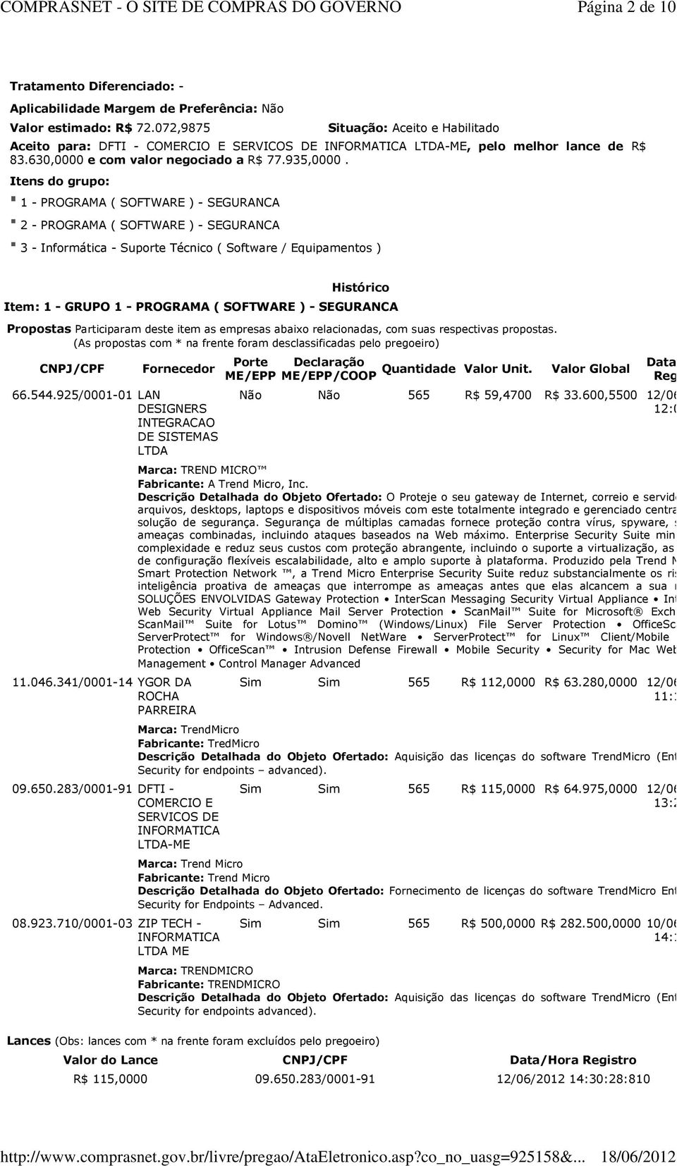 Itens do grupo: 1 - PROGRAMA ( SOFTWARE ) - SEGURANCA 2 - PROGRAMA ( SOFTWARE ) - SEGURANCA 3 - Informática - Suporte Técnico ( Software / Equipamentos ) Histórico Item: 1 - GRUPO 1 - PROGRAMA (